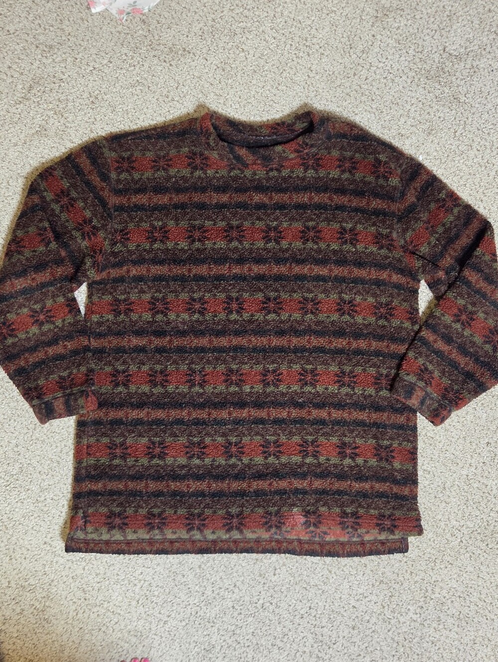 Vintage Woolrich Fleece Long Sleeve Pullover Sweatshirt Sweater Snowflake XL Red